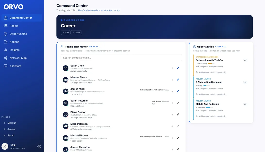 Orvo — Relationship Management Software for Professionals screenshot 1