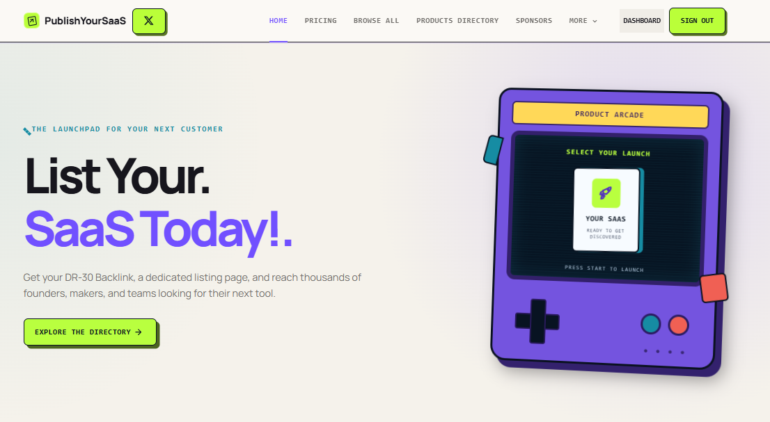 PublishYourSaaS — Get listed. Get found. screenshot 1