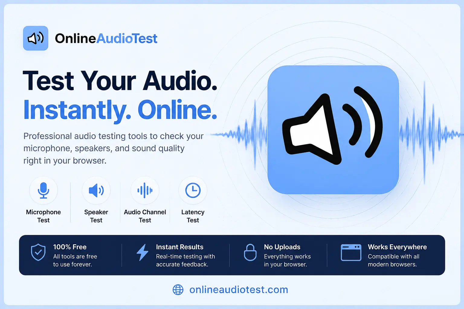 Online Audio Test - Free Mic, Speaker, Headphone & Latency screenshot 1