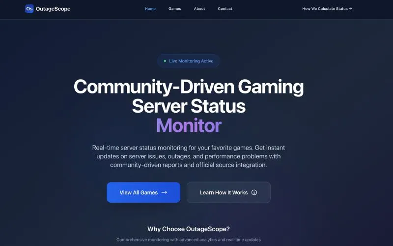 OutageScope - Community-Driven Gaming Server Status screenshot 1