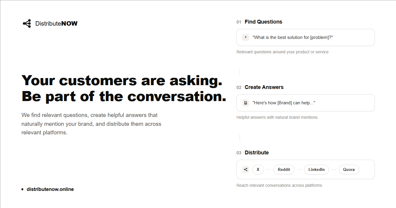 Answer Distribution Service | Get Your Brand Mentioned screenshot 1