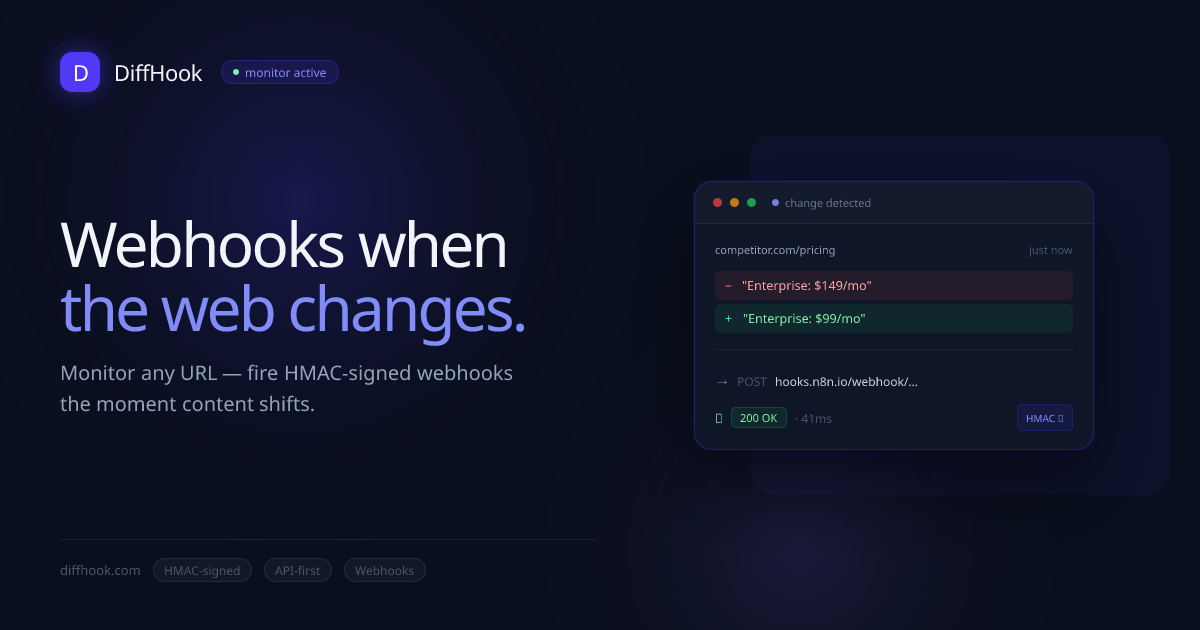 DiffHook. Know the moment the web changes screenshot 1