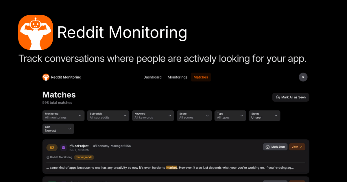 Redar - Reddit Monitoring Tool screenshot 1