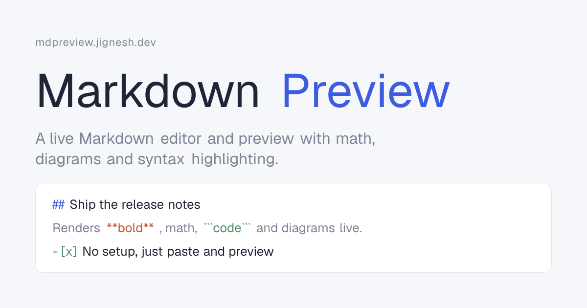 Markdown Preview: free live editor with math & diagrams screenshot 1