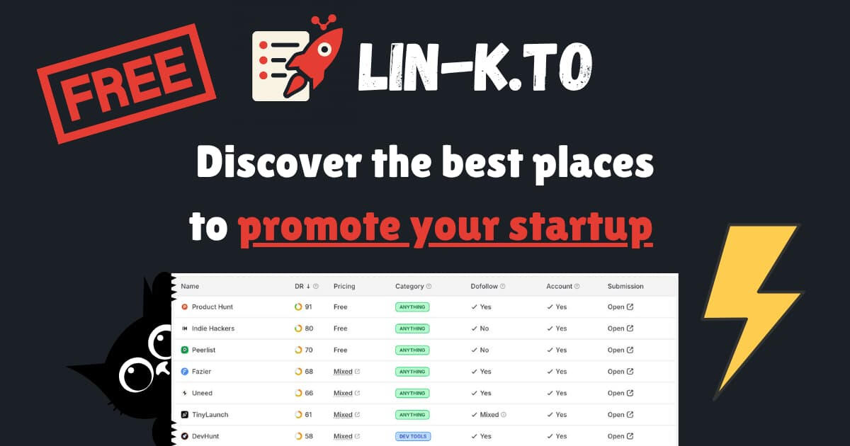Linkto: FREE database of 800+ SaaS Directories screenshot 1