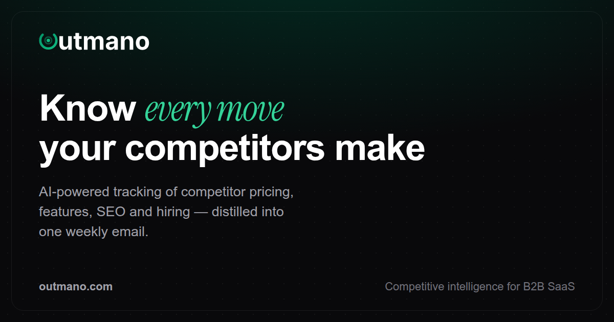 Outmano — Competitor Monitoring That Says What to Do Next screenshot 1