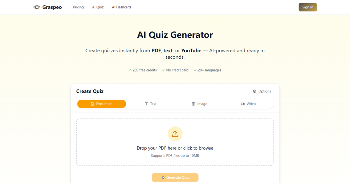 Graspeo - Free AI Quiz Generator screenshot 1