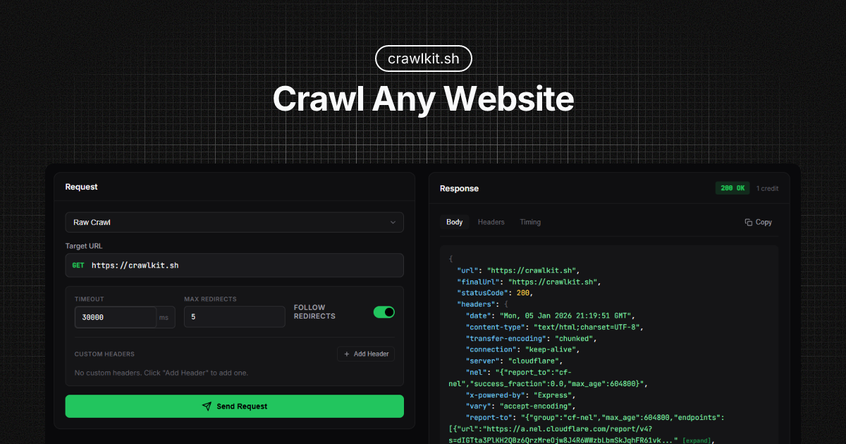 CrawlKit - Web Crawling API for Developers screenshot 1
