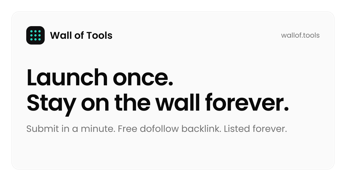 Launch your tool. Free dofollow backlink — Wall of Tools screenshot 1