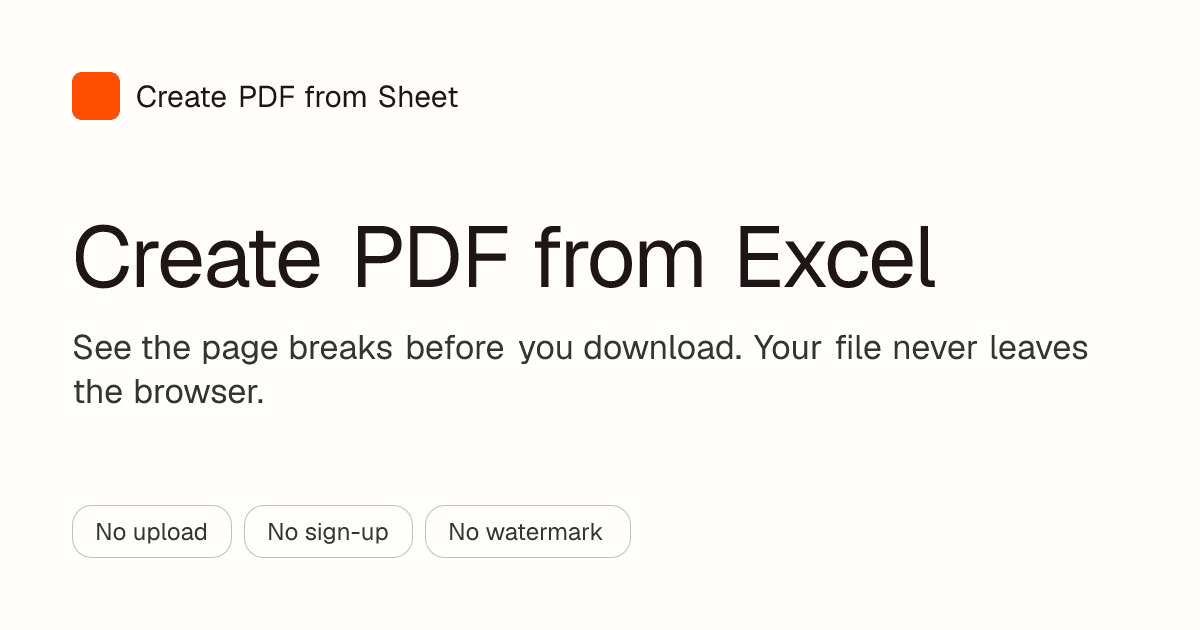 Create PDF from Excel Online — Preview Every Page screenshot 1