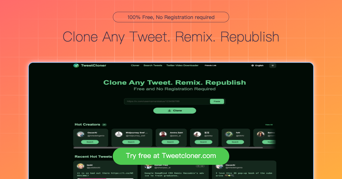 TweetCloner - Free X Clone, Remix and Republish Tool screenshot 1