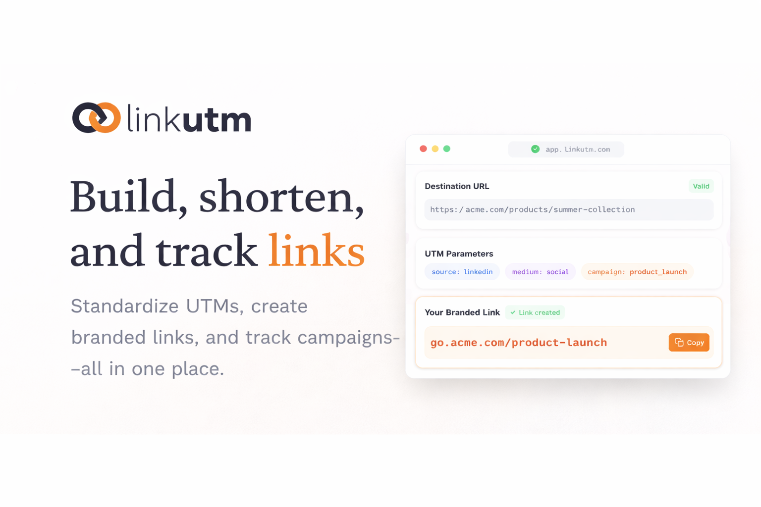 linkutm - UTM Link Management, Short Links & Analytics screenshot 1
