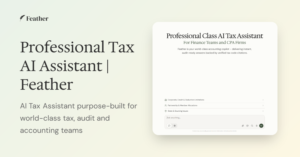 Feather Tax AI | Professional AI Tax Assistant for CPAs screenshot 1