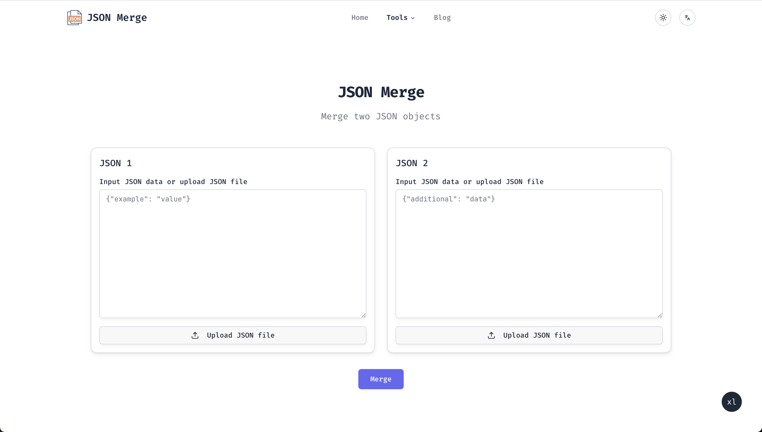JSON Merge - Free Online JSON Merge Tools screenshot 1