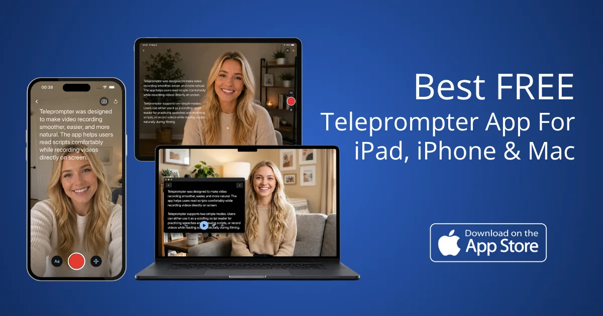 Free Teleprompter App for iPhone, iPad & Mac — 2026 screenshot 1