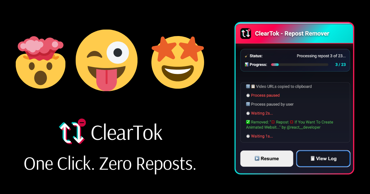 TikTok Repost Remover - Delete ALL Your Reposts in One Click screenshot 1