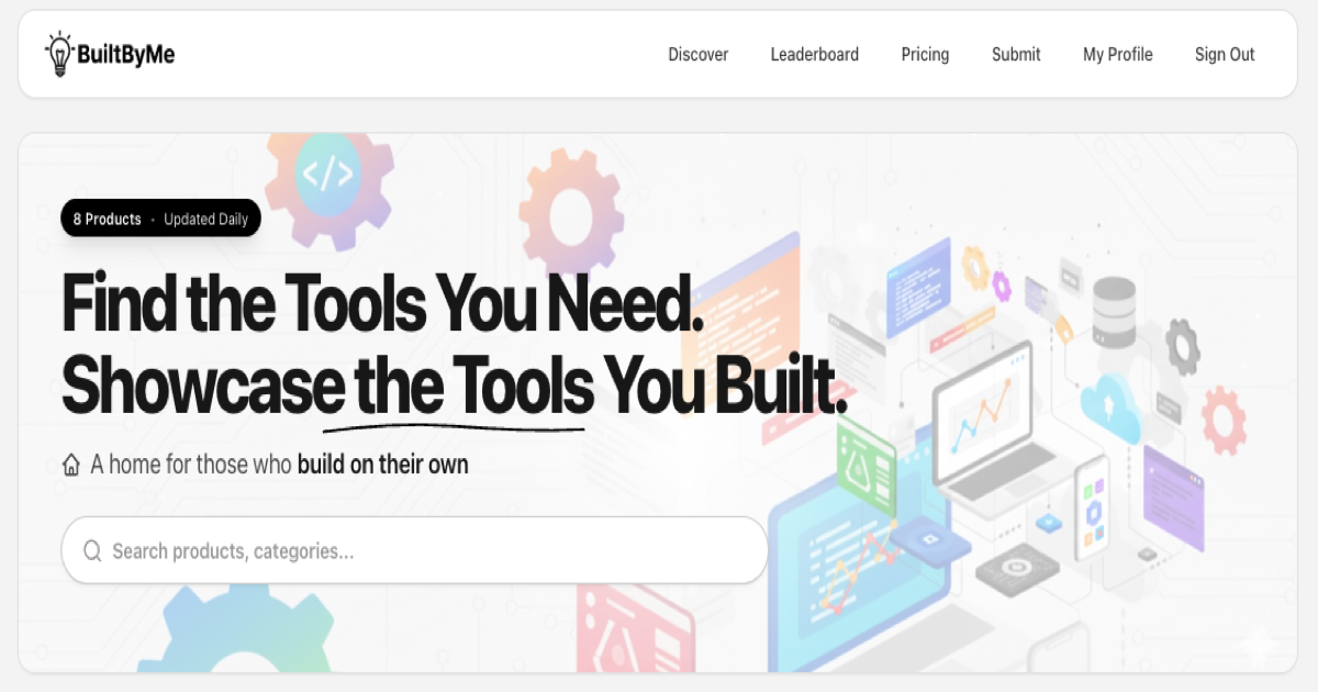 BuiltByMe - Discover Products Built by Indie Makers screenshot 1