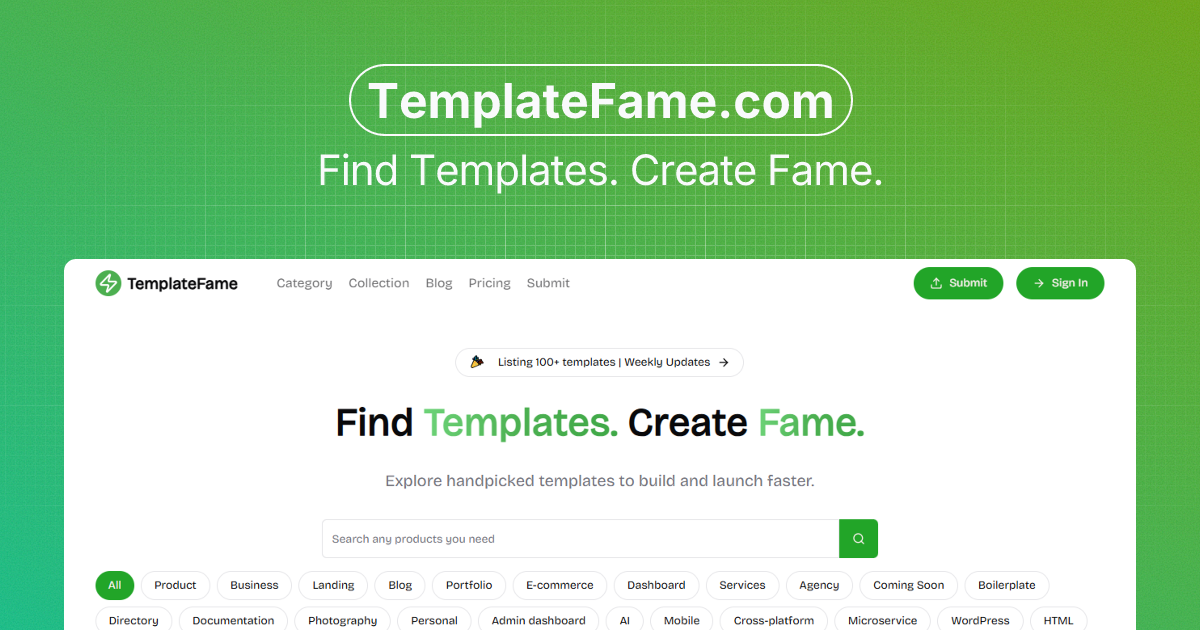 TemplateFame - Popular Templates Directory - TemplateFame screenshot 1