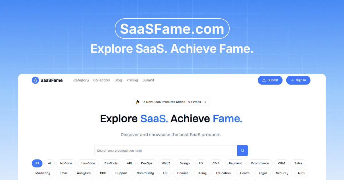 SaaSFame - Popular SaaS Products Directory - SaaSFame screenshot 1