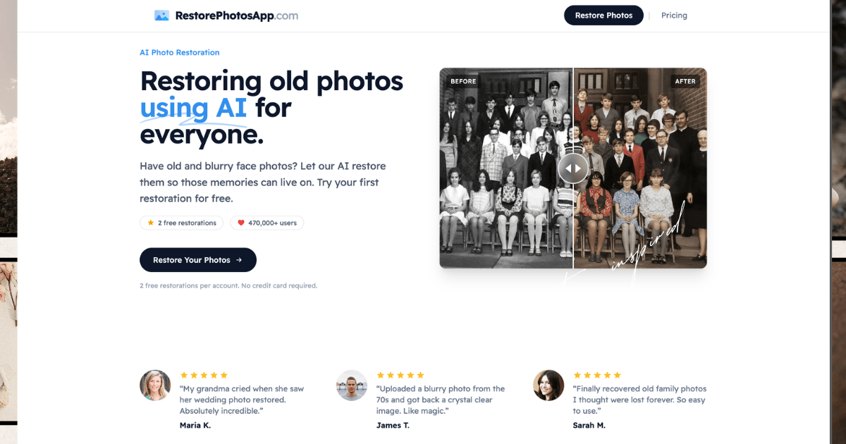 Restore Old Photos with AI – Used by 470,000+ People screenshot 1