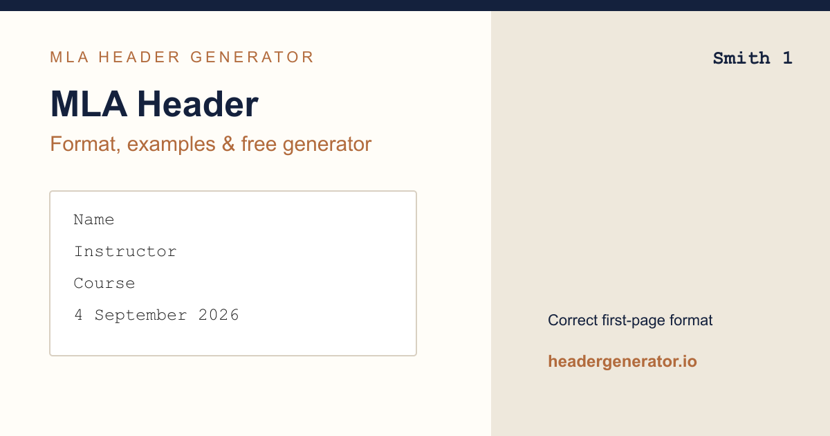 MLA Header: Format, Examples & Free Generator screenshot 1