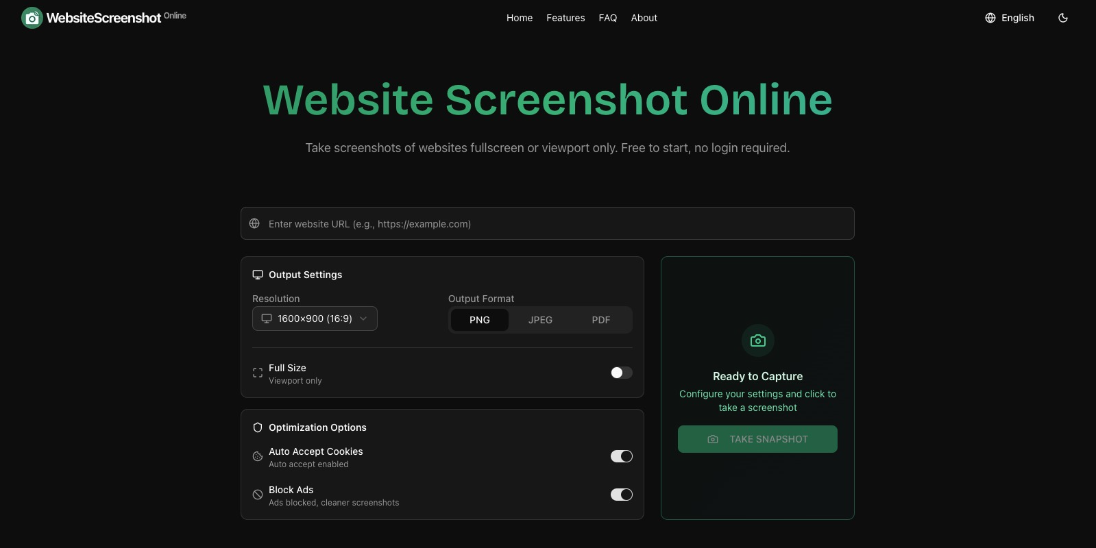 Free Online Website Screenshot and Video Recording Tool screenshot 1