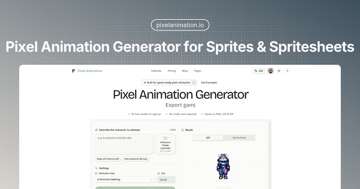 Pixel Animation Generator for Sprites & Spritesheets screenshot 1