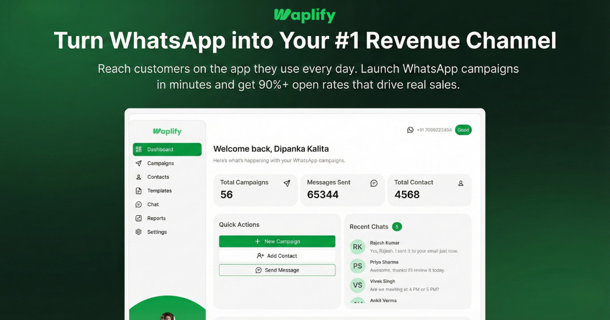 Waplify | Official WhatsApp Marketing & Broadcasting Tool screenshot 1
