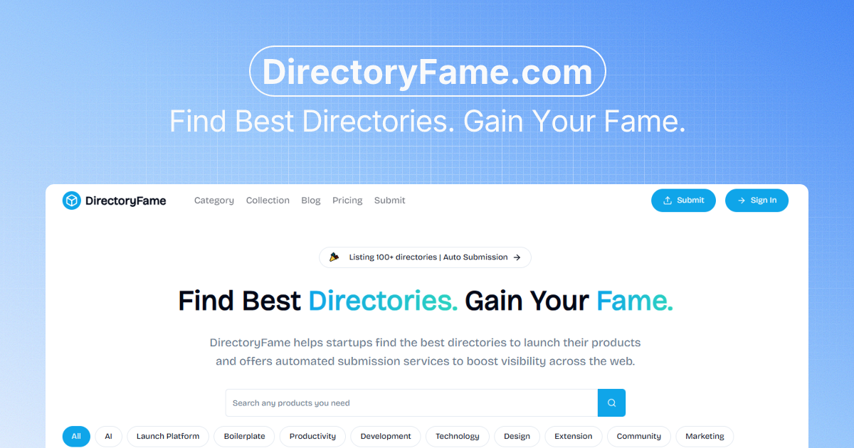 DirectoryFame - Discover Top Launch Directories screenshot 1