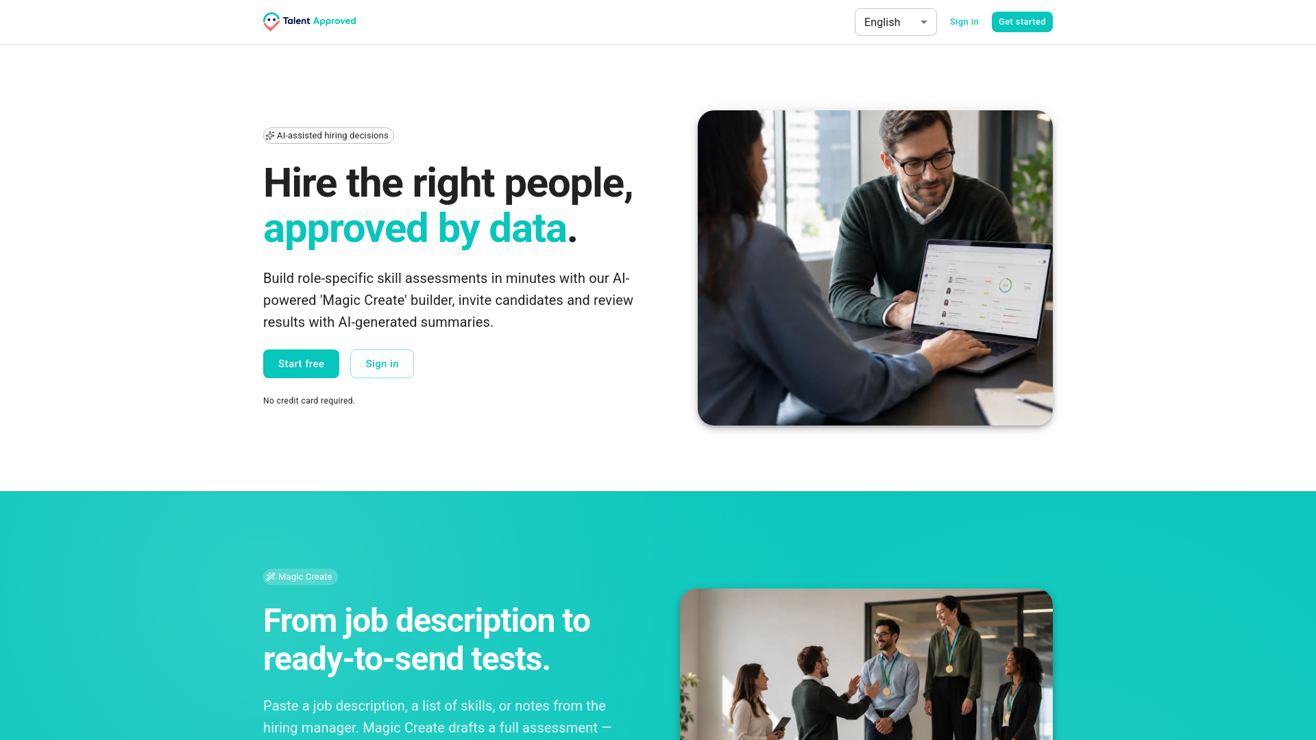 Talent Approved - AI skill assessments for hiring screenshot 1