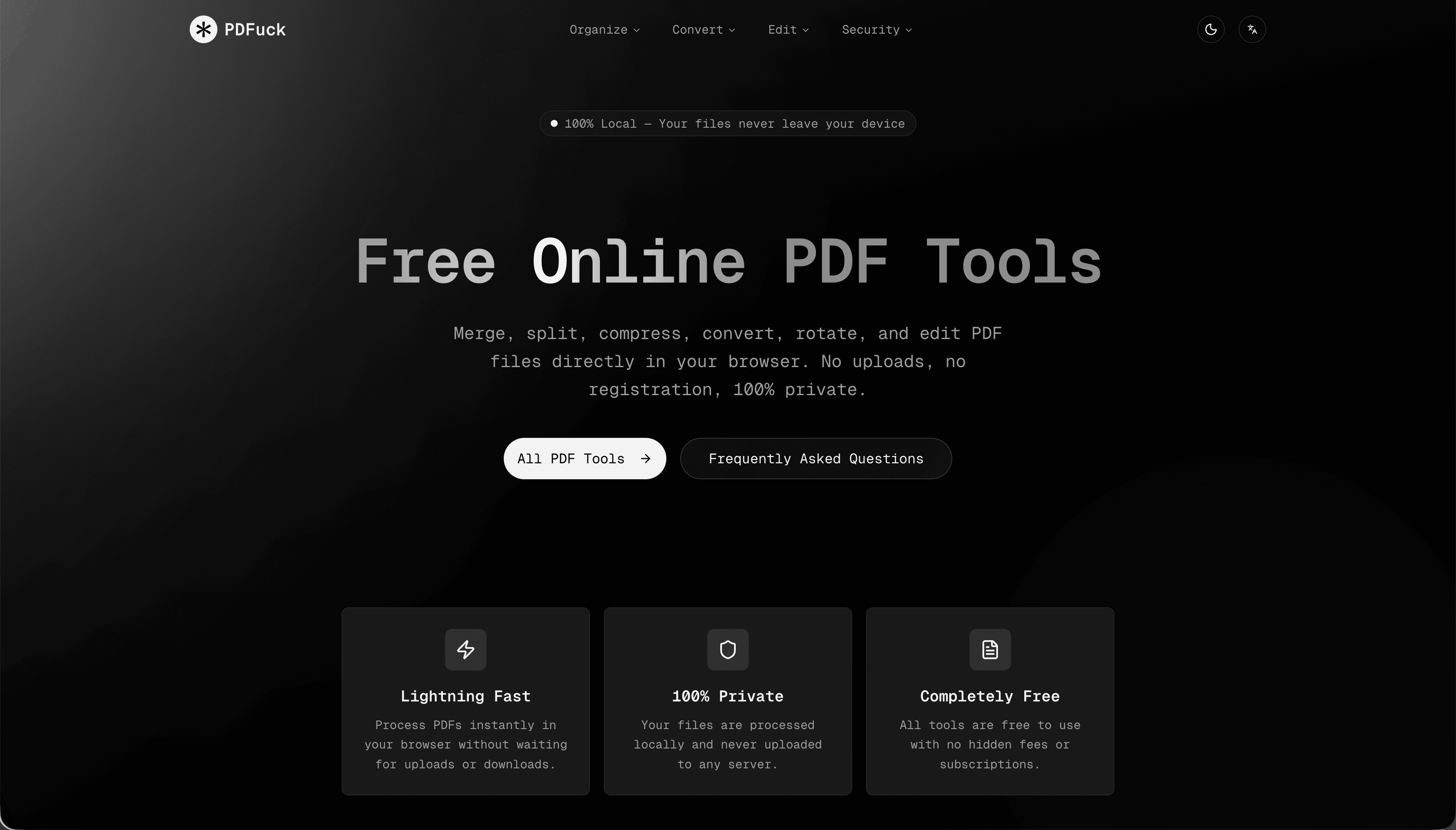 PDFuck - Free Online PDF Tools screenshot 1