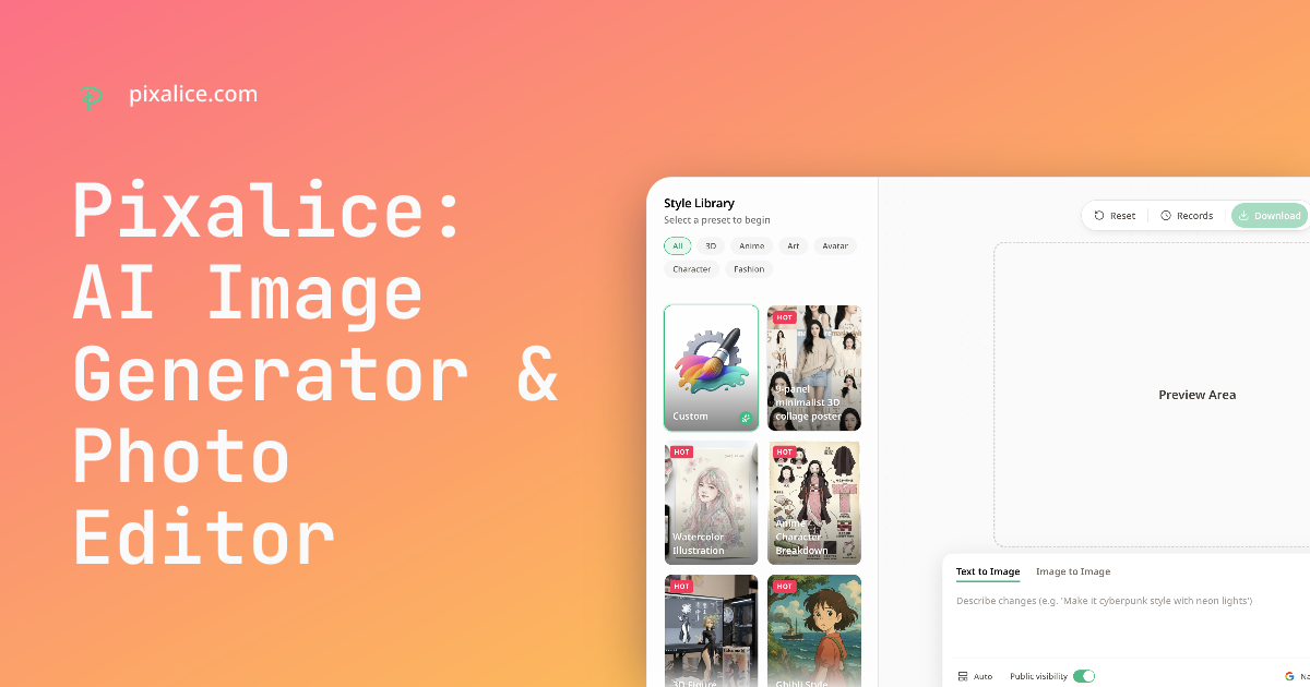 Pixalice – AI Image & Video Generator Online screenshot 1
