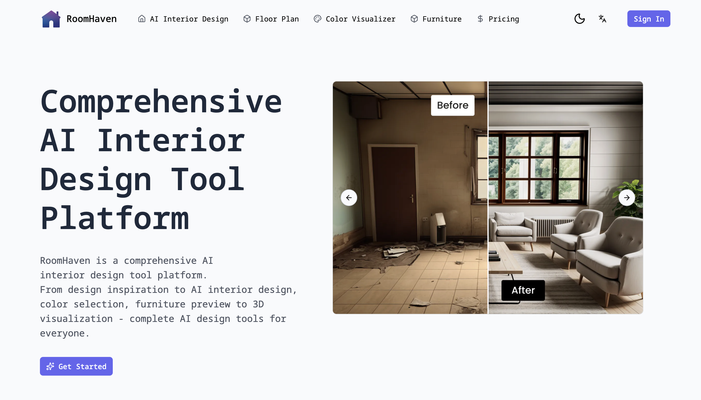 RoomHaven - Comprehensive AI Interior Design Tool Platform — HUNT0