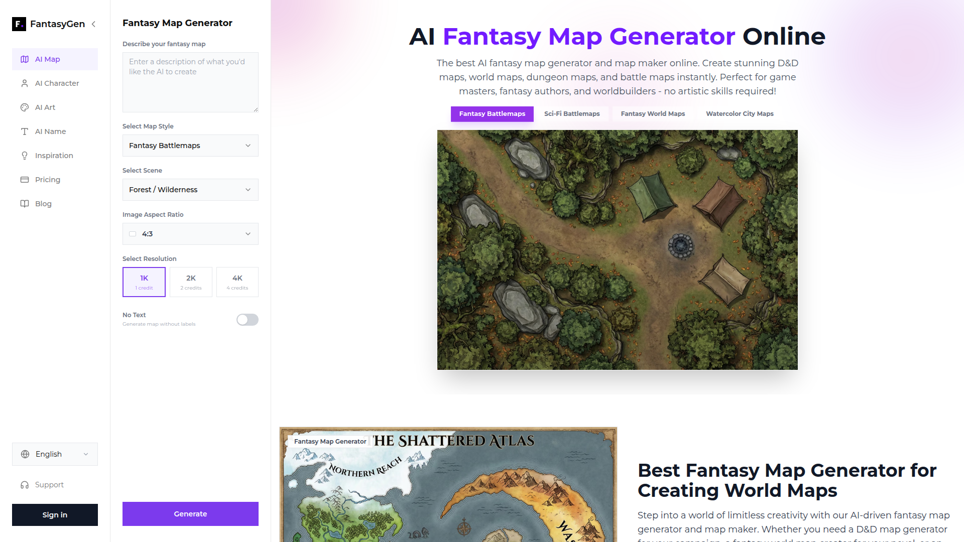 AI Fantasy Map Generator - FantasyGen — HUNT0