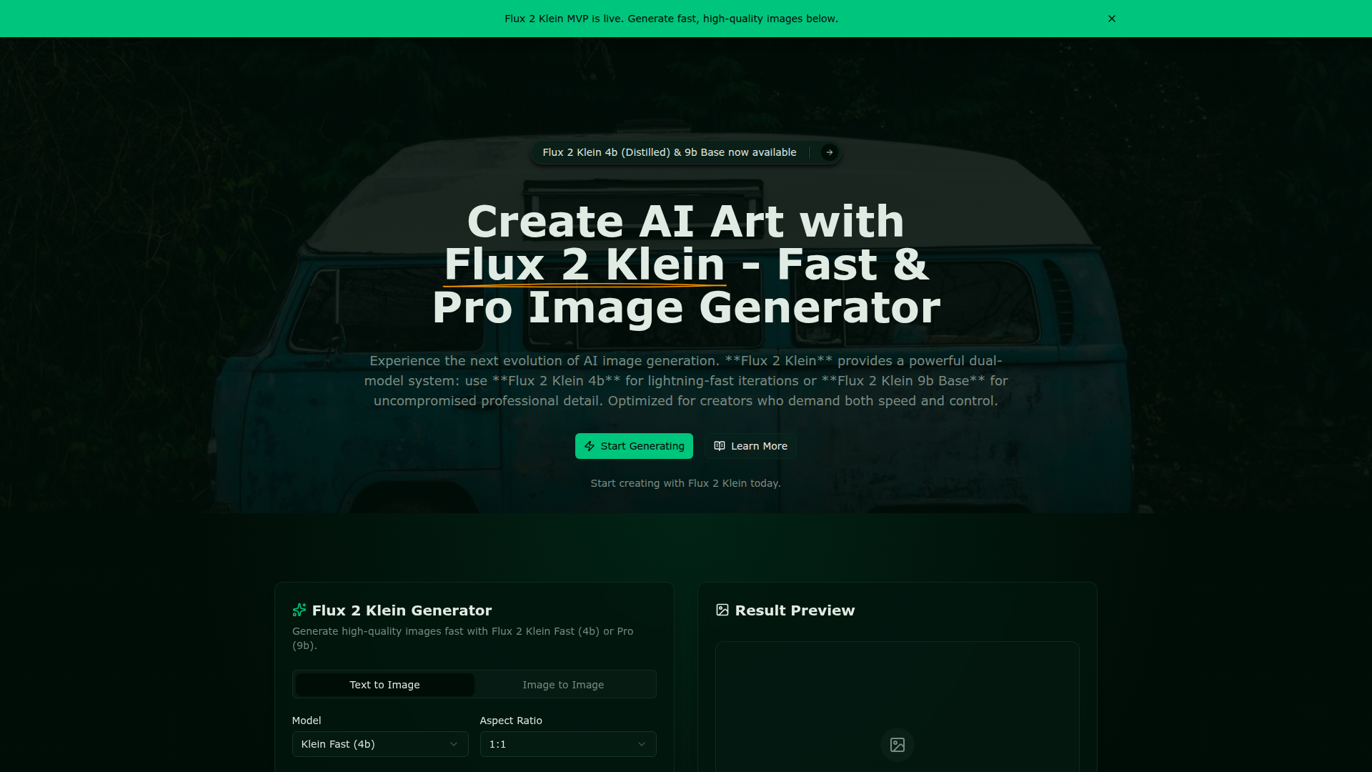 Flux 2 Klein — Fast AI Image Generator — HUNT0
