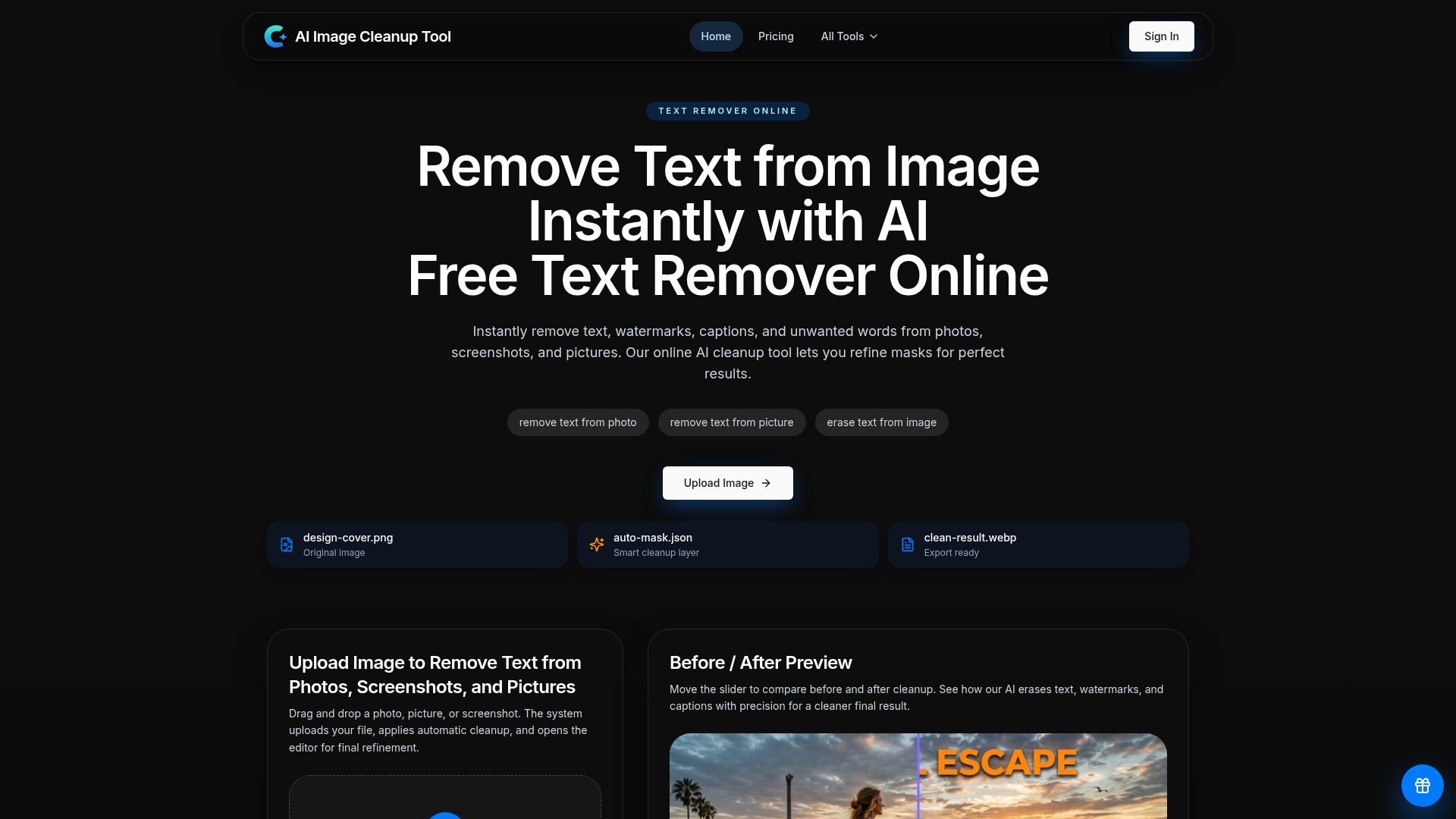 Remove Text from Image Online Free | AI Image Cleanup Tool — HUNT0