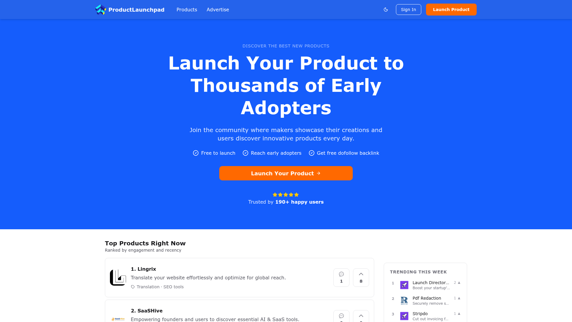 ProductLaunchpad.app - Launch Your Product to Early Adopters — HUNT0